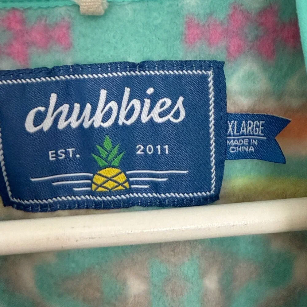 Chubbies Flame Commander Pastel Aztec Pattern Quarter Zip Sweater Men's XL
